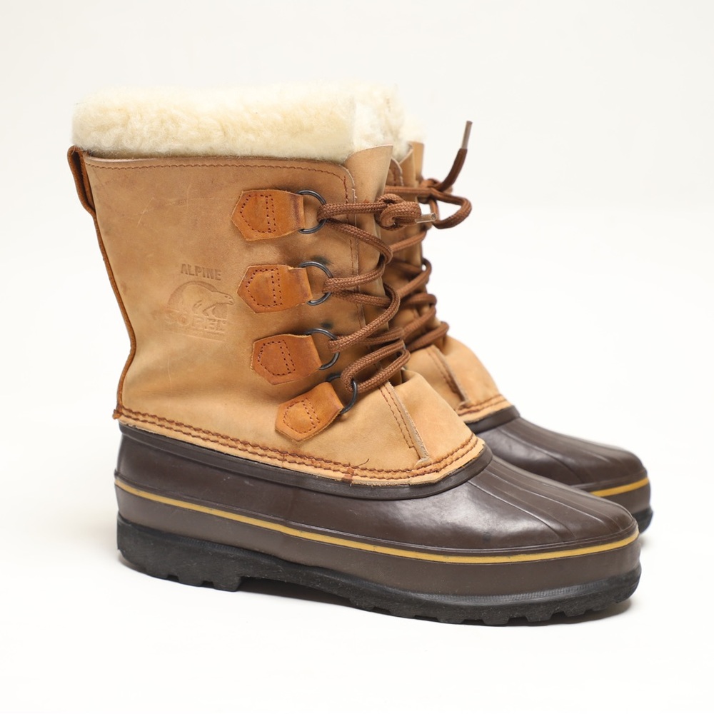 Sorel Alpine Boots Sherpa Waterproof Insulated Womens Brown Leather Size 9 Shoe